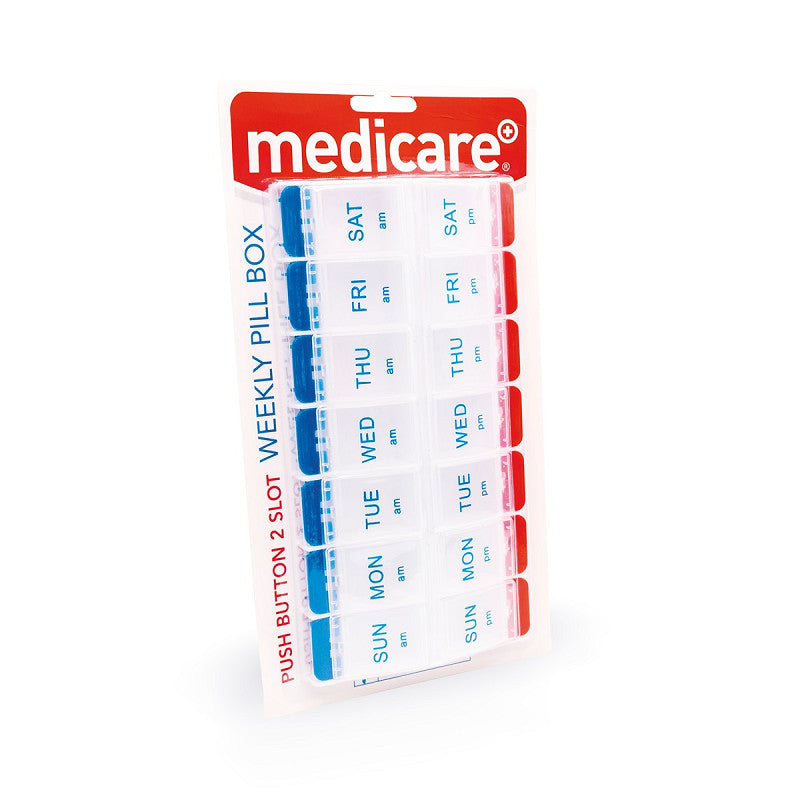 Medicare Push Button 2 Slot Weekly Pill Box W Braille