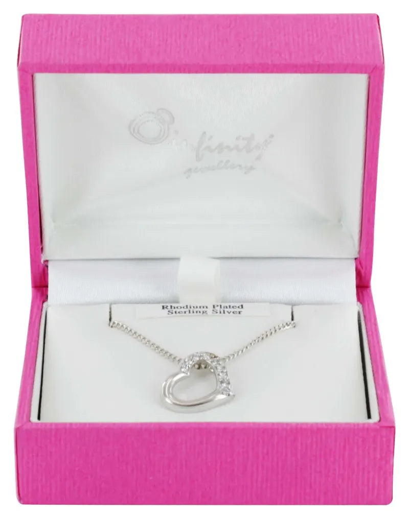 Silver Rp Diam Heart Pendant Boxed (Pack of 6)