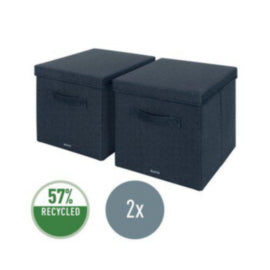 Leitz Fabric Box With Lid Twinpack Lrg Grey – cleaning & hygiene supplies