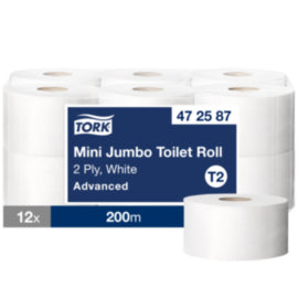 Tork Toilet Roll Mini Jumbo 200m 76mm Core T2 – toilet tissue & rolls