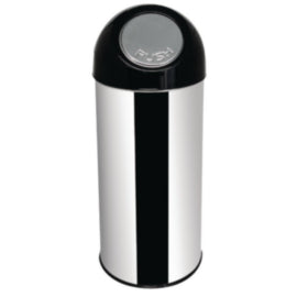 Bolero Stainless Steel Push Top Bullet Bin Silver 40Ltr – cleaning & hygiene supplies
