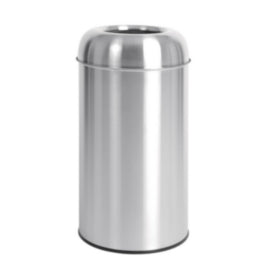Bolero Stainless Steel Open Lid Bullet Bin Silver 40Ltr – cleaning & hygiene supplies