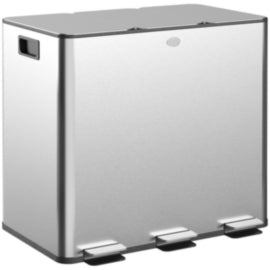 HOMCOM 3 x 15L Triple Kitchen Bin Pedal Bin for Recycling and Waste Silver – waste bins & containers