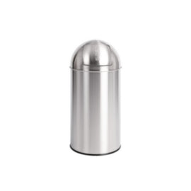 Bolero Stainless Steel Push Top Bullet Bin Silver 40Ltr – cleaning & hygiene supplies