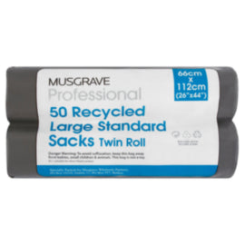 Musgrave Professional Recycled Refuse Sacks Large 26x44 Inch/66x112cm – bin liners & refuse sacks