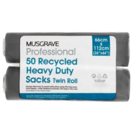 Musgrave Professional Recycled Refuse Sacks Heavy Duty 26x44 Inch/66x112cm – bin liners & refuse sacks