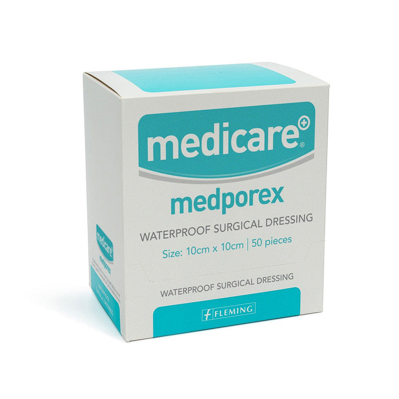 Medporex Waterproof Adhesive Dressing 10x10cm - Box of 50