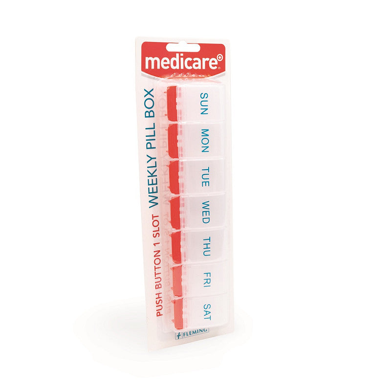 Medicare Push Button 1 Slot Weekly Pill Box W Braille