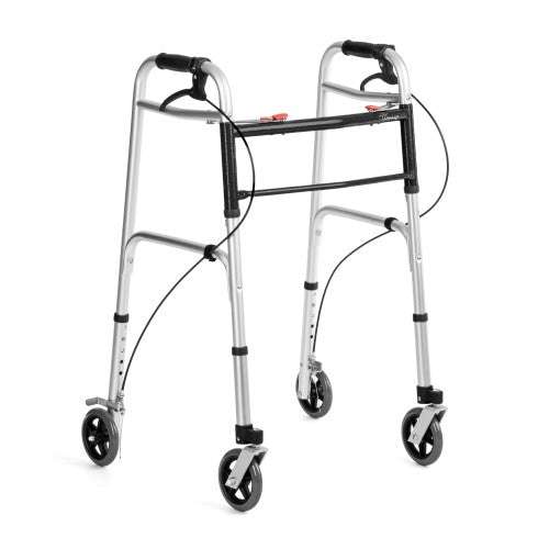 4-Wheeled Walker with Brakes – Foldable Aluminum Rollator for Seniors & Mobility Support