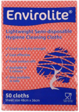 Envirolite Folded Cleaning Cloths Red (10x50) – cloths, scourers & dusters