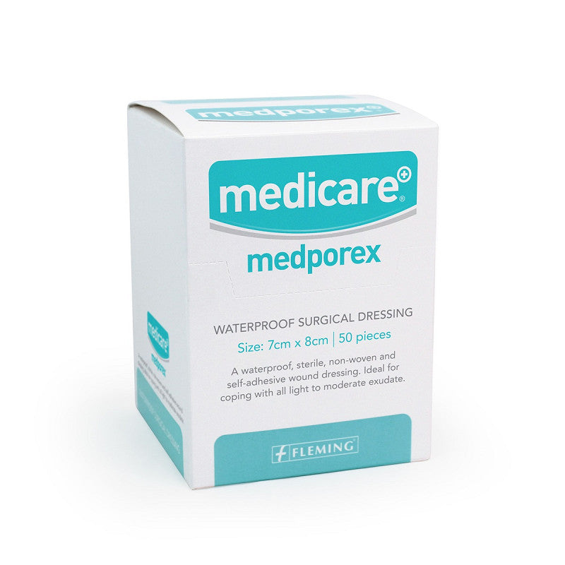Medporex Waterproof Adhesive Dressing 7x8cm - Box of 50
