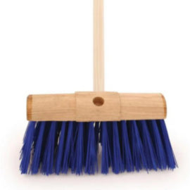 13Inch Stiff Yard Brush Blue Deluxe - 54Inch Wooden Handle - 1x Per Pack – mops, brooms & cleaning tools