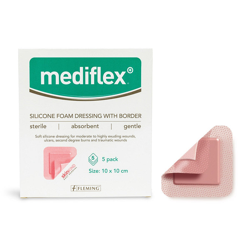 Mediflex Bordered Silicone Foam 10cm x 10cm - Box of 5