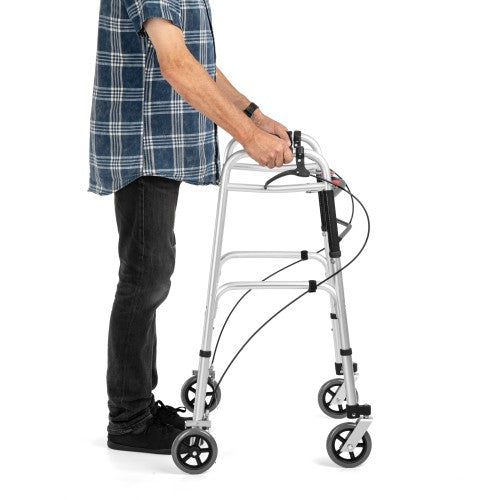 4-Wheeled Walker with Brakes – Foldable Aluminum Rollator for Seniors & Mobility Support