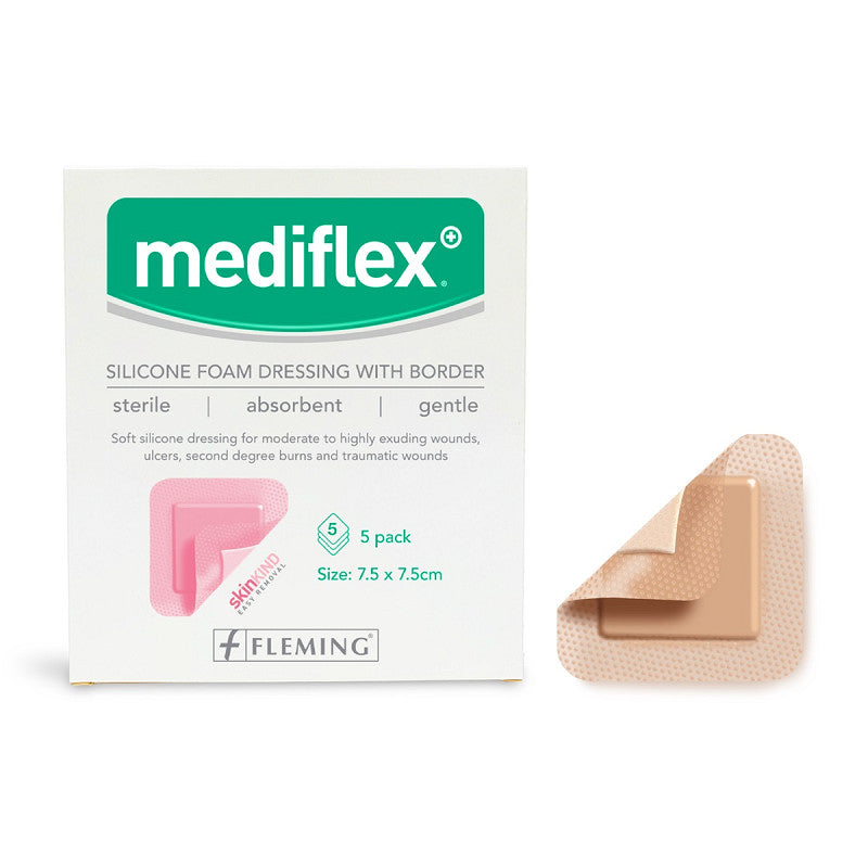 Mediflex Bordered Silicone Foam 7.5cm x 7.5cm - Box of 5