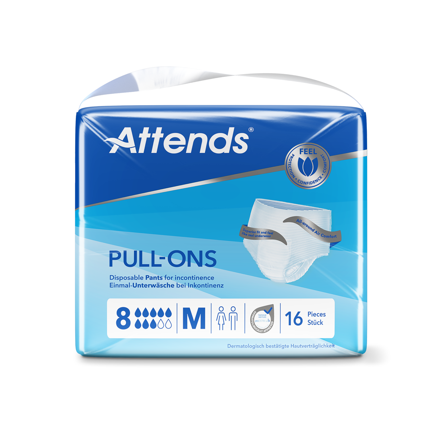 Attends Pull-On Incontinence Pants Level 8 - Medium - underwear-style pull-on pants, 1400ml absorbency, pack of 16