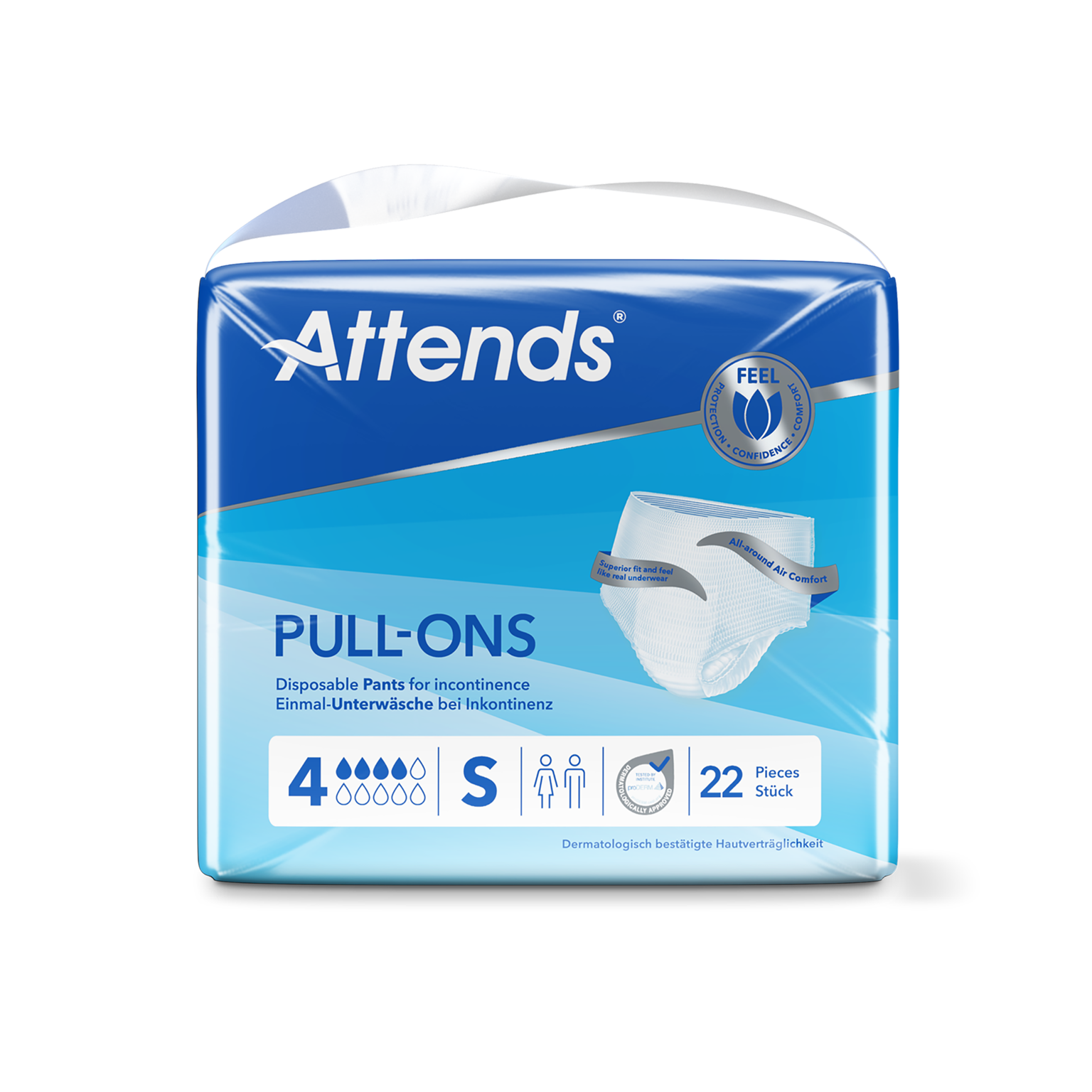 Attends Pull-On Pants Level 4 - Small - slim pull-on incontinence pants, 800ml absorbency, pack of 22
