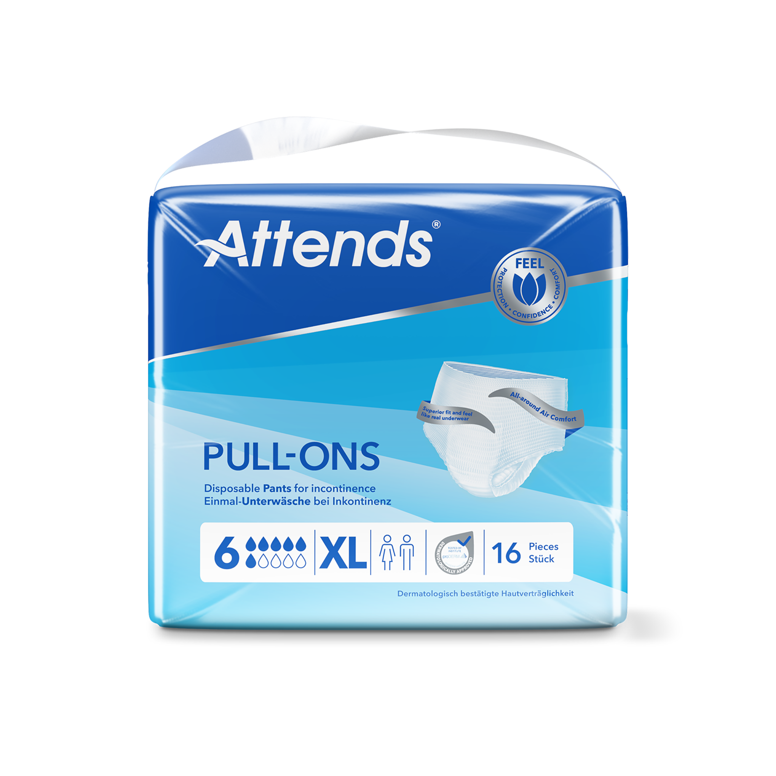 Attends Pull-On Pants Level 6 - XL - extra-large pull-on incontinence pants, 1100ml absorbency, pack of 16