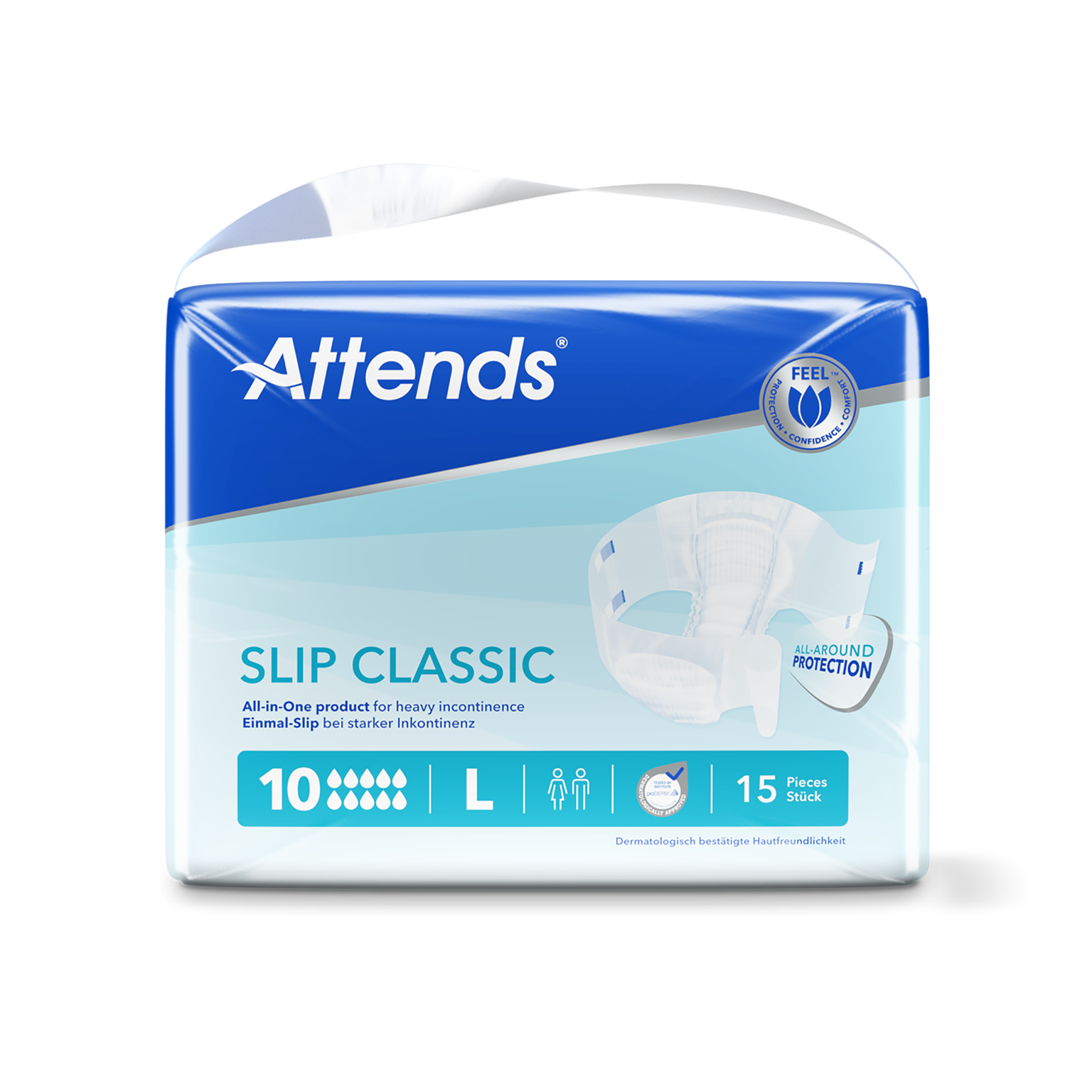 Attends Slip Classic Diaper Level 10 - Large - maximum-absorbency slip-on diaper with resealable tabs, pack of 15