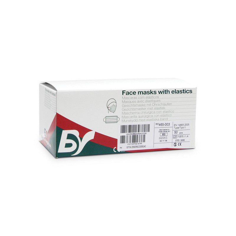 Bv Surgeon's Pleated Face Mask with Elastics 50's