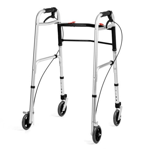 4-Wheeled Walker with Brakes – Foldable Aluminum Rollator for Seniors & Mobility Support