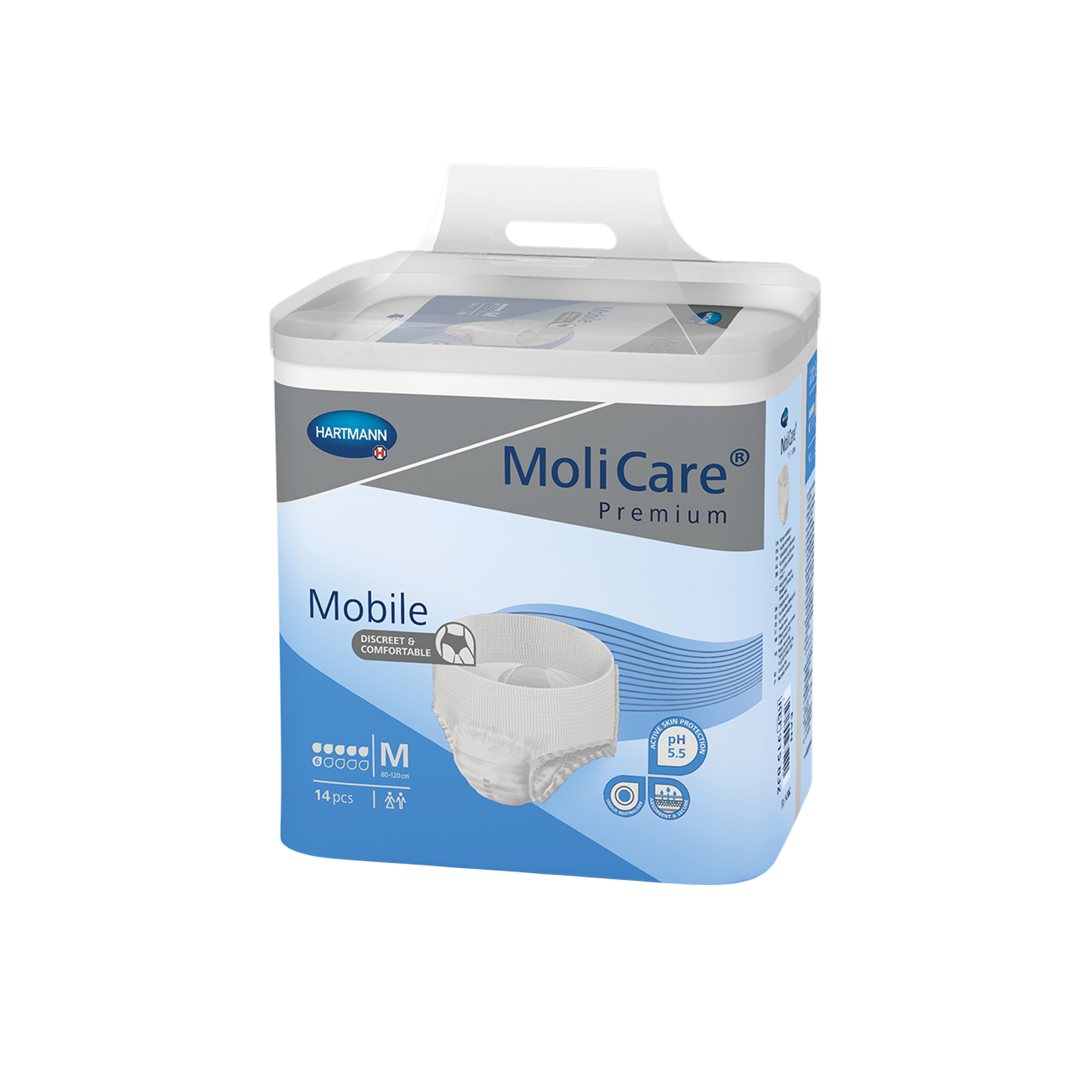 MoliCare Premium Mobile Level 6 - Medium - premium pull-on incontinence pants, 1200ml absorbency, pack of 14