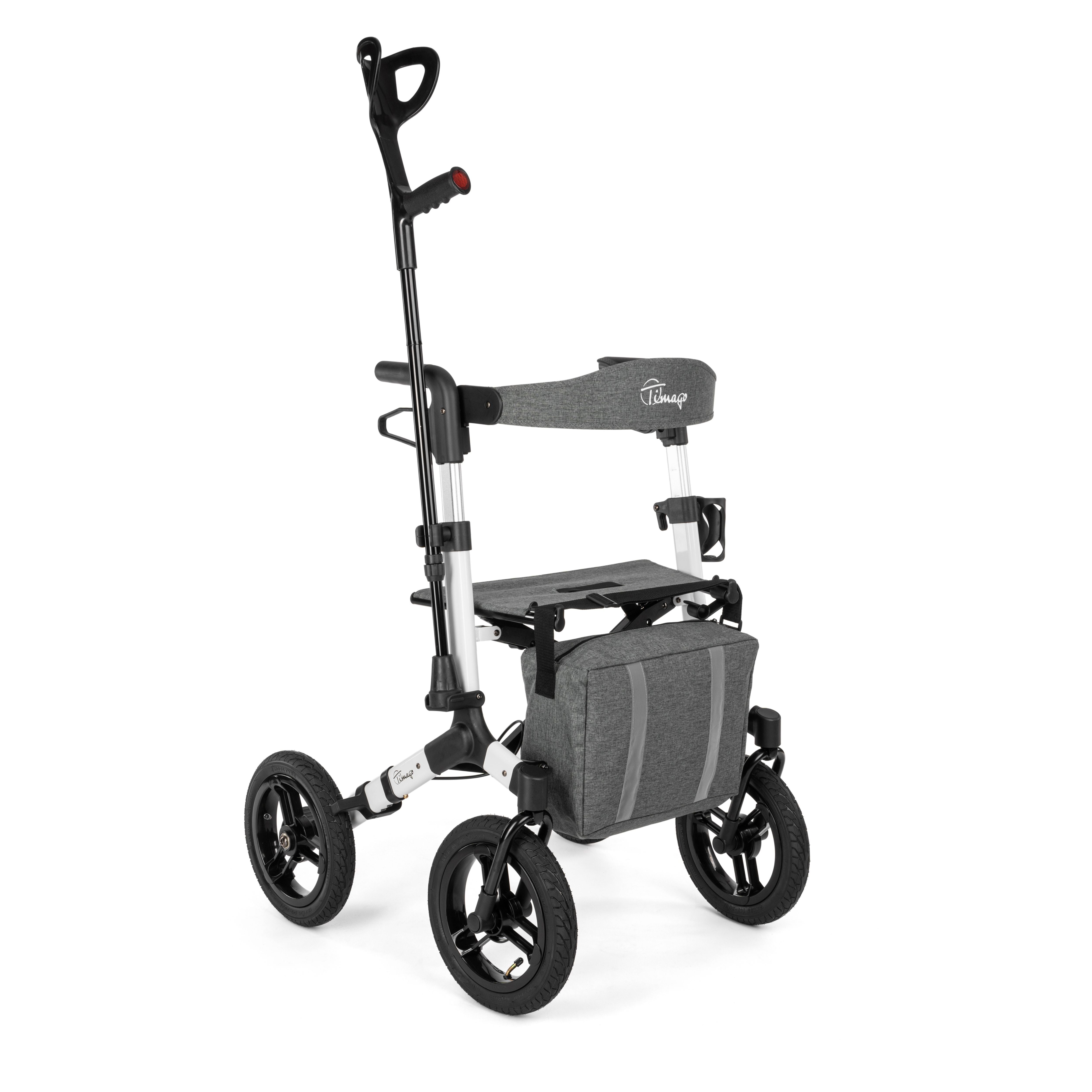 RANGER Aluminium Rollator with 12" Pneumatic Wheels for Outdoor Use (Silver)