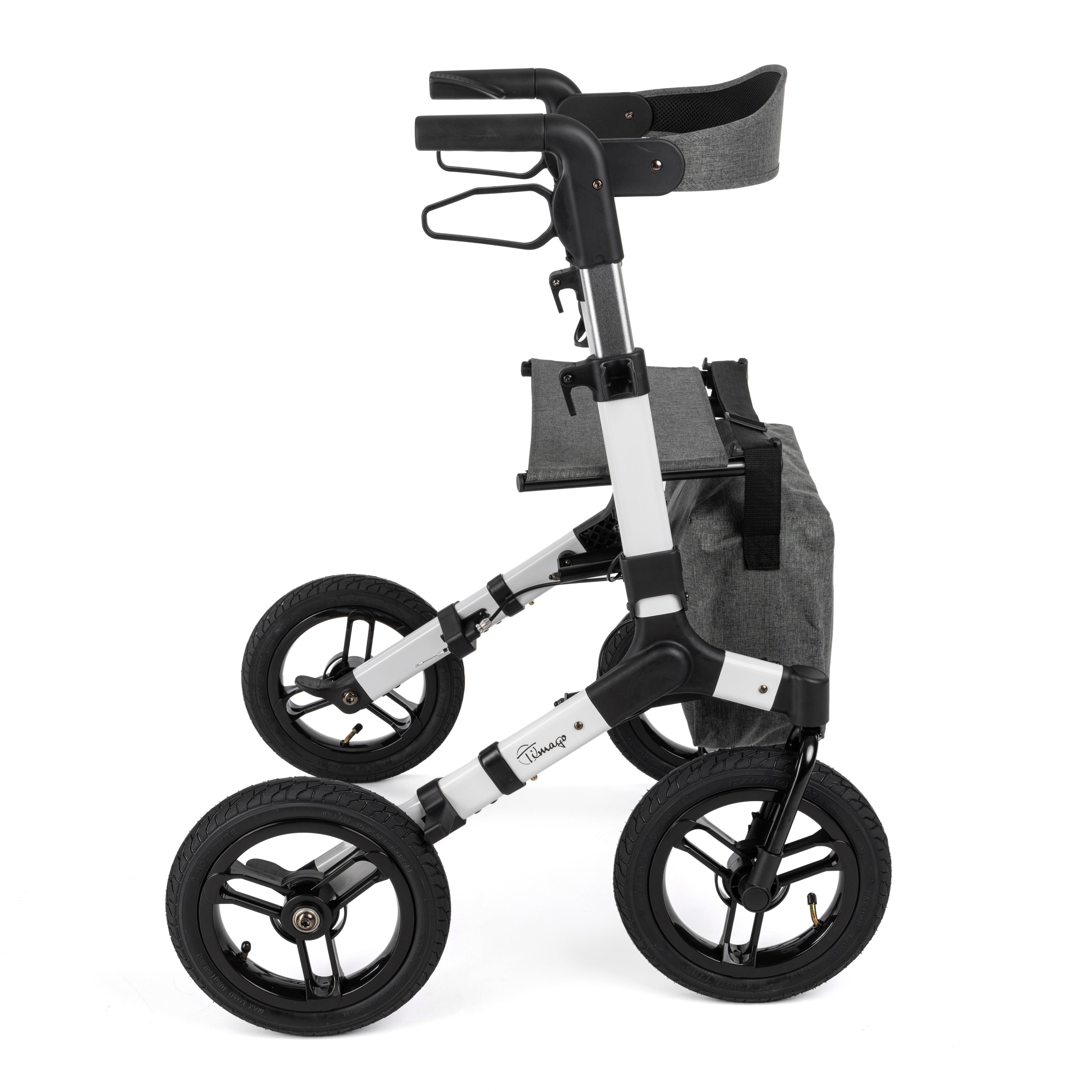 RANGER Aluminium Rollator with 12" Pneumatic Wheels for Outdoor Use (Silver)