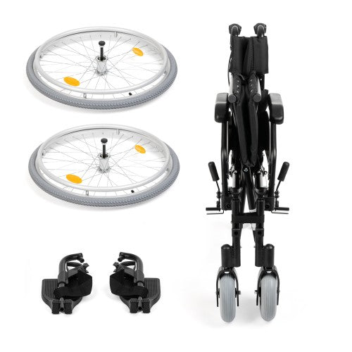 EVERYDAY-TIM Aluminium Wheelchair with Foldable Backrest and Attendant Brakes