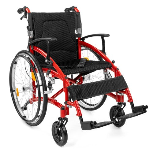 Exclusive-TIM Light Aluminium Wheelchair – Lightweight Manual Wheelchair with Quick-Release Wheels (Red)
