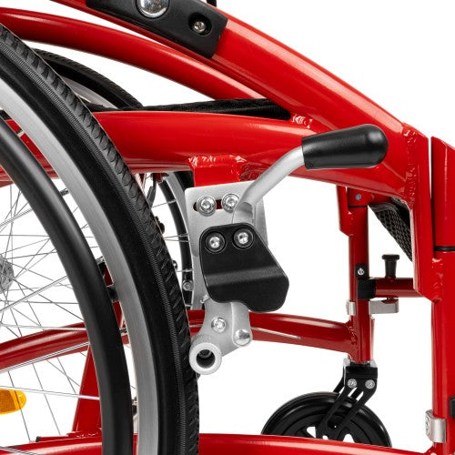 Exclusive-TIM Light Aluminium Wheelchair – Lightweight Manual Wheelchair with Quick-Release Wheels (Red)