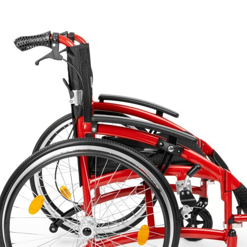 Exclusive-TIM Light Aluminium Wheelchair – Lightweight Manual Wheelchair with Quick-Release Wheels (Red)