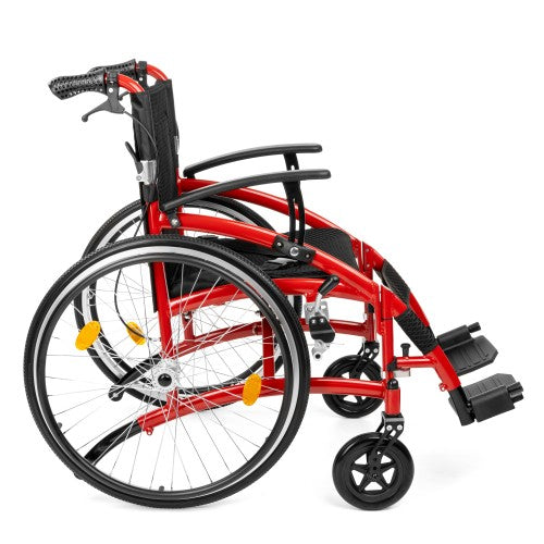 Exclusive-TIM Light Aluminium Wheelchair – Lightweight Manual Wheelchair with Quick-Release Wheels (Red)