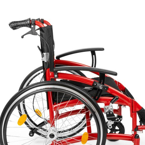 Exclusive-TIM Light Aluminium Wheelchair – Lightweight Manual Wheelchair with Quick-Release Wheels (Red)