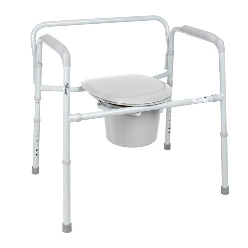 Toileting Aids Bundle – Commode Chair, Raised Toilet Seat and Safety Rail