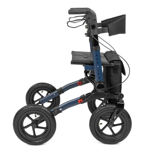 YOLA AIR Aluminium Rollator with 12" Pneumatic Wheels – Lightweight Foldable Walking Aid with Seat & Bag