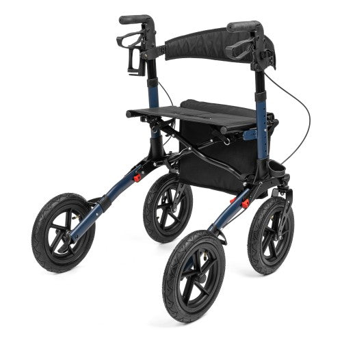 YOLA AIR Aluminium Rollator with 12" Pneumatic Wheels – Lightweight Foldable Walking Aid with Seat & Bag