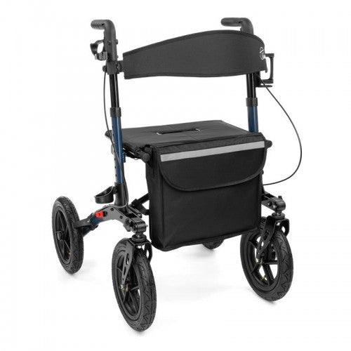 YOLA AIR Aluminium Rollator with 12" Pneumatic Wheels – Lightweight Foldable Walking Aid with Seat & Bag