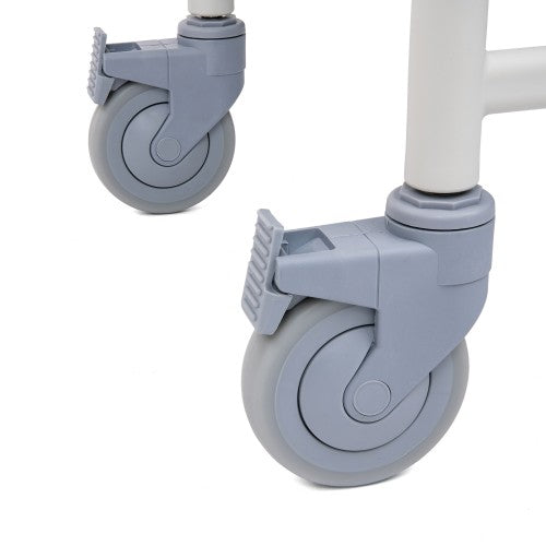 SANI-TIM 3-in-1 Shower and Commode Transport Chair – Aluminium Frame with Flip-Up Armrests, Braked Castors and Quick-Release Rear Wheels