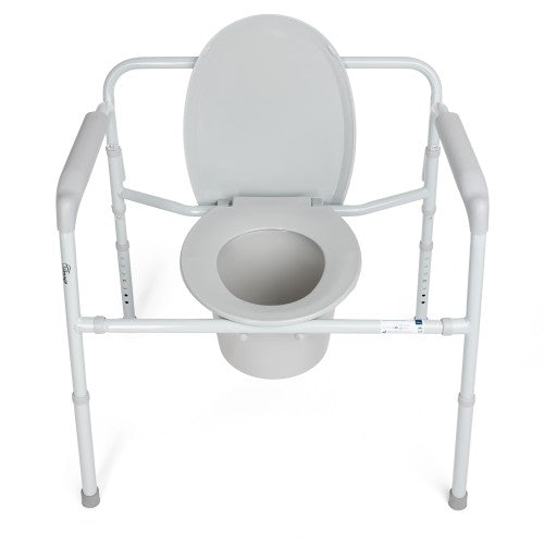 Toileting Aids Bundle – Commode Chair, Raised Toilet Seat and Safety Rail