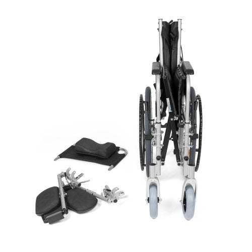 Aluminium Reclining Wheelchair – Adjustable Backrest, Leg Rests & Head Support – Lightweight, Foldable, Anti-Tip Design