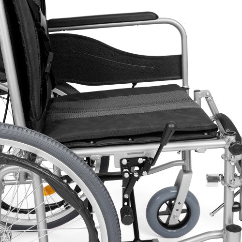Aluminium Reclining Wheelchair – Adjustable Backrest, Leg Rests & Head Support – Lightweight, Foldable, Anti-Tip Design