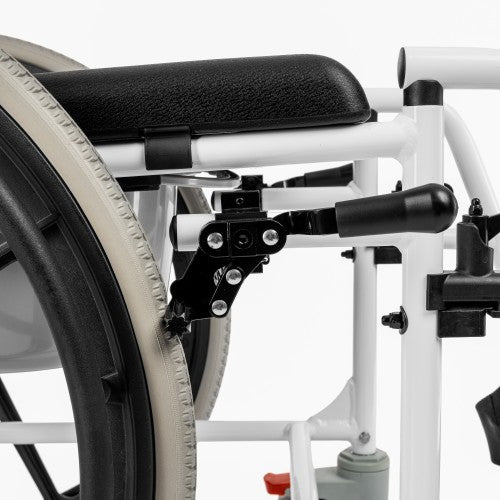 Aluminium Shower & Commode Wheelchair with 24" Rear Wheels and PU Seat – White