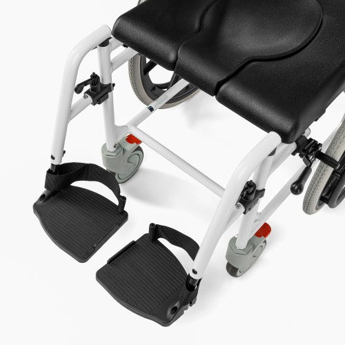 Aluminium Shower & Commode Wheelchair with 24" Rear Wheels and PU Seat – White