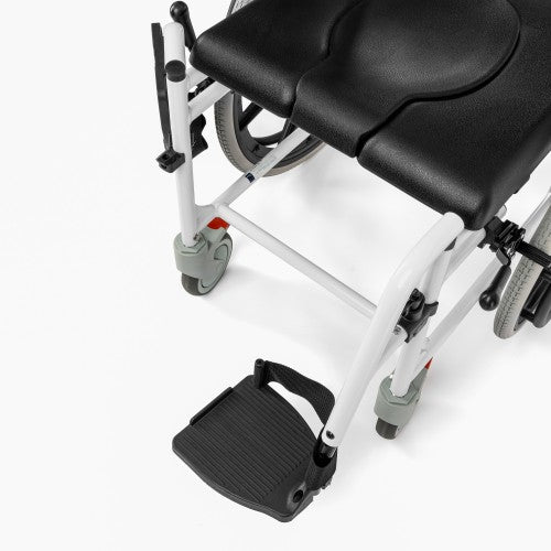 Aluminium Shower & Commode Wheelchair with 24" Rear Wheels and PU Seat – White