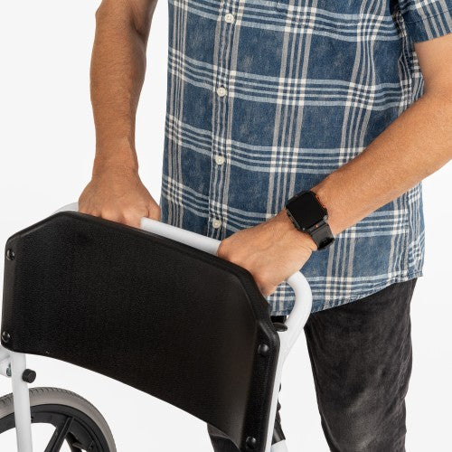 Aluminium Shower & Commode Wheelchair with 24" Rear Wheels and PU Seat – White