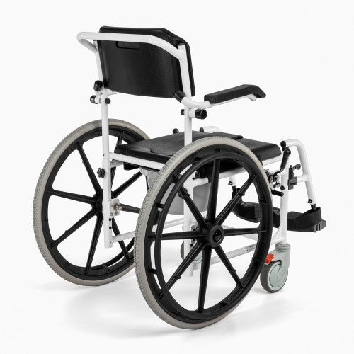 Aluminium Shower & Commode Wheelchair with 24" Rear Wheels and PU Seat – White