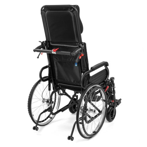 NEURO-TIM Aluminium Reclining Wheelchair – Adjustable Backrest, Elevating Leg Rests, Head Support & Anti-Tip Safety System