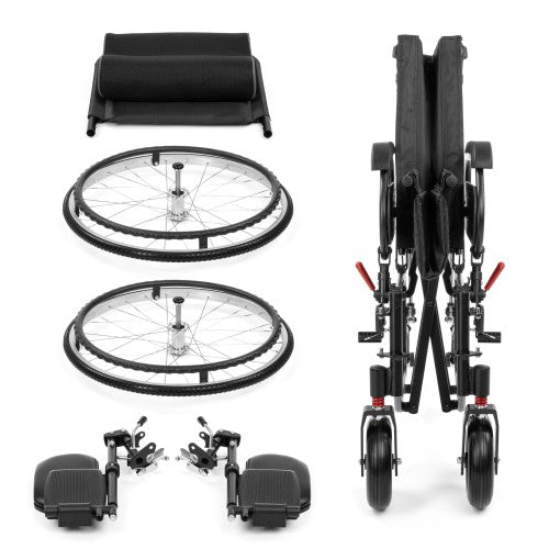 NEURO-TIM Aluminium Reclining Wheelchair – Adjustable Backrest, Elevating Leg Rests, Head Support & Anti-Tip Safety System