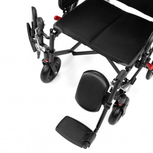 NEURO-TIM Aluminium Reclining Wheelchair – Adjustable Backrest, Elevating Leg Rests, Head Support & Anti-Tip Safety System